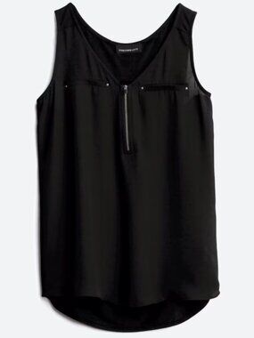 * Fortune + Ivy | Lighton Zip Detail Mixed Material Blouse Black | L